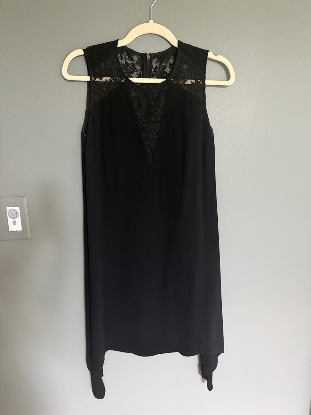 French Connection Black Lace-Trim Sleeveless Shift Dress